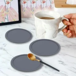 Dessous De Verre 6 Pièces Silicone Antidérapant Lavable Maison Extérieur Gris -Promos Gout Cuisine Boutique 83691854 5