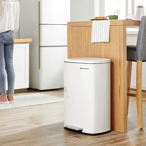 Poubelle De Cuisine 50L à Pédale, Avec Seau Intérieur En Plastique, Couvercle, Fermeture Douce, Anti-odeur, Blanc par SONGMICS LTB101W01 2 Poubelle De Cuisine 50L à Pédale, Avec Seau Intérieur En Plastique, Couvercle, Fermeture Douce, Anti-odeur, Blanc par SONGMICS LTB101W01 – Image 2