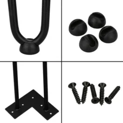 SWANEW Pieds De Table Pieds De Table En épingle à Cheveux 40 Cm, Pieds De Meubles En Métal Massif à 2 Tiges Pour Bricolage, Bureau à Domicile, Restaurant, Bureau, Table De Chevet, Lot De 4 -Promos Gout Cuisine Boutique 83898210 3