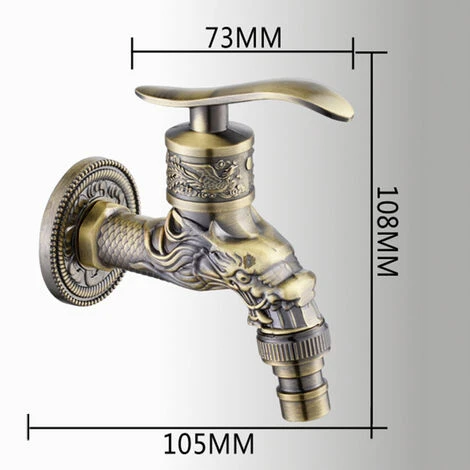 Robinet Mural En Laiton Vintage, Robinet De Jardin Extérieur G1/2, Robinet En Laiton Antique, Robinet Mural Vintage, Robinet En Laiton Antique Sculpté Dragon Pour Cuisine, Salle De Bain, Jardin 2 Robinet Mural En Laiton Vintage, Robinet De Jardin Extérieur G1/2, Robinet En Laiton Antique, Robinet Mural Vintage, Robinet En Laiton Antique Sculpté Dragon Pour Cuisine, Salle De Bain, Jardin – Image 2