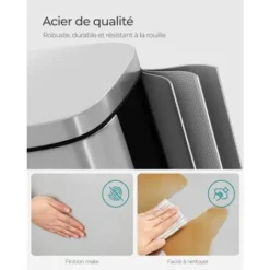Songmics Poubelle De Cuisine Avec Pédale, Seau Intérieur En Plastique Poubelle En Acier Inoxydable 30 Litres Fermeture En Douceur Anti-odeurs LTB03NL -Promos Gout Cuisine Boutique 8506682 4