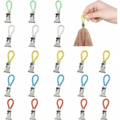 25Pcs Pinces à Torchons De Cuisine, Clips Porte-Torchon, Crochet De Cintres Pour Accueil Cuisine Salle De Bains Placards, 5 Couleurs