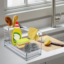 AUFUN Organisateur D'évier De Cuisine En Acier Inoxydable 304 D'évier Antirouille Support Pour Porte Ustensiles Cuisine Salle Bain, 28 X 15 X 15 Cm -Promos Gout Cuisine Boutique 85430793 3