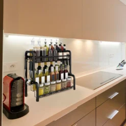 AUFUN En Acier Inoxydable Rack, Organisateur D'épices à 2 Niveaux Debout, Idéal Pour Les Bouteilles D'épices, Les Pots De Confiture (Tye B, Noir) 7 AUFUN En Acier Inoxydable Rack, Organisateur D'épices à 2 Niveaux Debout, Idéal Pour Les Bouteilles D'épices, Les Pots De Confiture (Tye B, Noir) -Promos Gout Cuisine Boutique 85430975 3