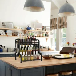 AUFUN En Acier Inoxydable Rack, Organisateur D'épices à 2 Niveaux Debout, Idéal Pour Les Bouteilles D'épices, Les Pots De Confiture (Tye B, Noir) 8 AUFUN En Acier Inoxydable Rack, Organisateur D'épices à 2 Niveaux Debout, Idéal Pour Les Bouteilles D'épices, Les Pots De Confiture (Tye B, Noir) -Promos Gout Cuisine Boutique 85430975 4