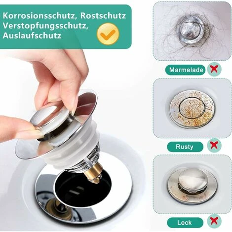 Bonde Lavabo Universel, Bouchon De Lavabo Pop-Up Avec 2 Joints Pour Baignoire, Cuisine, Lavabo (Orifice De Vidange 32-42mm) 4 Bonde Lavabo Universel, Bouchon De Lavabo Pop-Up Avec 2 Joints Pour Baignoire, Cuisine, Lavabo (Orifice De Vidange 32-42mm) – Image 4