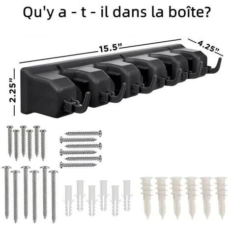 None Kit De Suspension Murale Pour Balai En Acier Inoxydable (cintre à Outils à 5 Emplacements Pour Mur Avec 6 Crochets) 1 None Kit De Suspension Murale Pour Balai En Acier Inoxydable (cintre à Outils à 5 Emplacements Pour Mur Avec 6 Crochets)