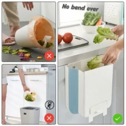 Poubelle Cuisine Pliable, 11L Suspendue Poubelle Murale, Poubelle Placard Avec Rangement De Sac Poubelle, Poubelle De Porte Pour Cuisine, Salle De Bains, Camping, Car(Mise à Niveau - Bleu -Promos Gout Cuisine Boutique 87151639 3