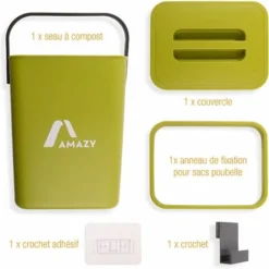 Poubelle Compost Cuisine - Composteur De Cuisine En Plastique Pour Déchets Organiques - Poubelle De Table Avec Couvercle - Petite Poubelle De Porte Sous Évier - Anti-Odeurs - Verte, 5 L 7 Poubelle Compost Cuisine - Composteur De Cuisine En Plastique Pour Déchets Organiques - Poubelle De Table Avec Couvercle - Petite Poubelle De Porte Sous Évier - Anti-Odeurs - Verte, 5 L -Promos Gout Cuisine Boutique 87151676 3