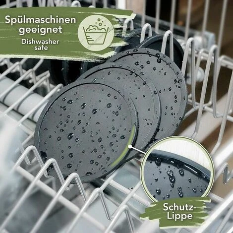 Premier® Dessous De Verre Silicone Rond Pour Verres - Set De 8. Sous-bock Design En Verre Noir Pour Boissons, Tasses, Bar, Verre - Sous-verre De Table En Silicone 4 Premier® Dessous De Verre Silicone Rond Pour Verres - Set De 8. Sous-bock Design En Verre Noir Pour Boissons, Tasses, Bar, Verre - Sous-verre De Table En Silicone – Image 4