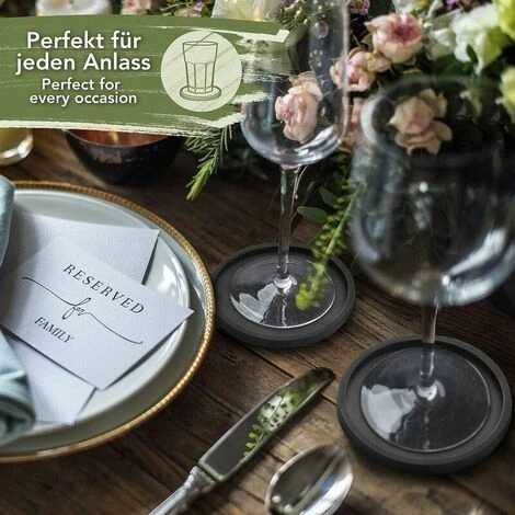 Premier® Dessous De Verre Silicone Rond Pour Verres - Set De 8. Sous-bock Design En Verre Noir Pour Boissons, Tasses, Bar, Verre - Sous-verre De Table En Silicone 5 Premier® Dessous De Verre Silicone Rond Pour Verres - Set De 8. Sous-bock Design En Verre Noir Pour Boissons, Tasses, Bar, Verre - Sous-verre De Table En Silicone – Image 5