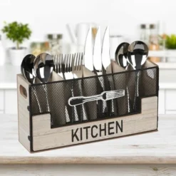 Porte-couverts En Bois 4 Compartiments, Rangement à Couverts Pour Table, Rangement Décoratif Pour Couverts, Panier à Couverts, Porte-ustensiles De Cuisine Pour Fourchettes, Couteaux(hors Couteaux De T