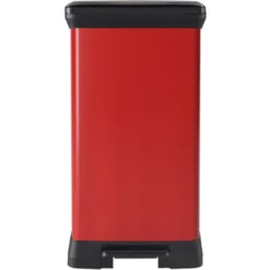 CURVER POUBELLE DECO RECTANGULAIRE 50L ROUGE, Rouge, 39x29x72 Cm, 80% Plastique Recyclé