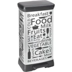 CURVER POUBELLE DECO RECTANGULAIRE 50L KITCHEN, Noir, 39x29x72 Cm, 80% Plastique Recyclé