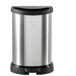 CURVER POUBELLE DECO 5L, Gris Métallisé, 30,3x26,8x44,8 Cm