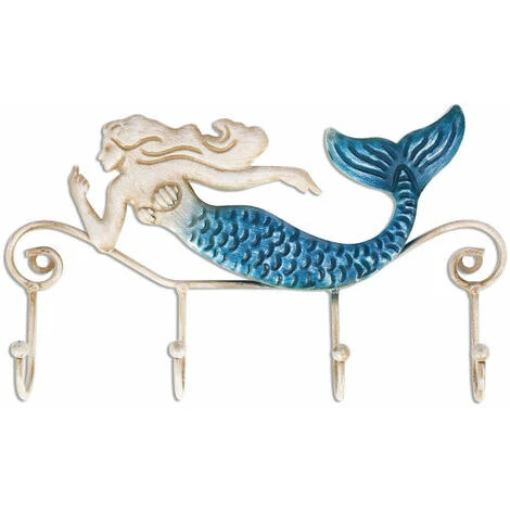 Fer Mermaid Mur Hanger Fer Crochet Mural 4 Crochets Pour Manteaux Serviettes Sacs Mur Vetements De Montage Vis Du Support Inclus 1 Fer Mermaid Mur Hanger Fer Crochet Mural 4 Crochets Pour Manteaux Serviettes Sacs Mur Vetements De Montage Vis Du Support Inclus