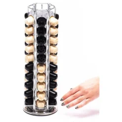 Skecten® Porte Capsules Compatible Avec Nespresso 360 Degrés Rotable Distributeur Présentoir 60 Pièces Support Capsules Argent