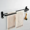Porte-serviettes De Salle De Bain, Porte-serviettes Mural Adhésif Noir Pour Douche Et Cuisine, Porte-serviettes étanche Avec Crochet (tige Simple 40 Cm)