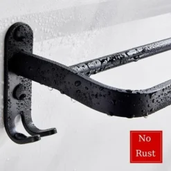 Porte-serviettes De Salle De Bain, Porte-serviettes Mural Adhésif Noir Pour Douche Et Cuisine, Porte-serviettes étanche Avec Crochet (tige Simple 40 Cm) -Promos Gout Cuisine Boutique 87998924 5