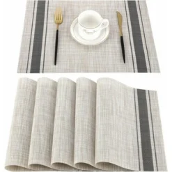 Lot De 6 Sets De Table En PVC, Lavables, Antidérapants, Résistants à La Chaleur, Faciles à Nettoyer Et à Ranger, 45cm X 30cm