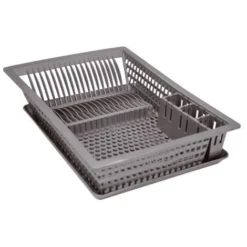 ALUMINIUM ET PLASTIQUE - Egouttoir à Vaisselle + Plateau - 48x35.5 Cm - Gris