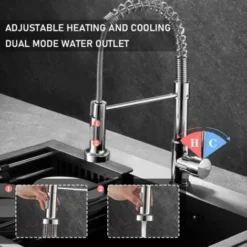 Robinet Cuisine Avec Douchette Pivotant à 360° STANEW Robinet Cuisine à Ressort 2 Modes De Pulvérisation. (Argent, Small) -Promos Gout Cuisine Boutique 88552507 4