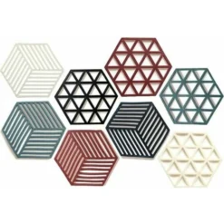 8 Pcs Dessous De Tapis Silicone, Dessous Plat Silicone, Repose Plat Silicone, Dessous De Verre Hot Pads Pour Cuisine Tampons Chauds En Silicone Plat De Dessous Coaster Tapis