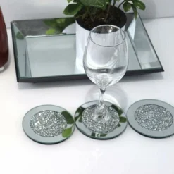 Lot De 4 Sous-Verres En Verre Ébréché Diamant Design Décoration De Table (10,2 Cm) -Promos Gout Cuisine Boutique 88677527 5