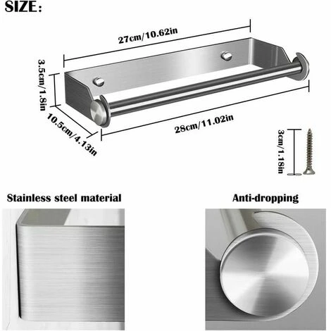 Support Pour Porte Papier Cuisine Essuie Tout En Acier Inoxydable Derouleur Essuie Tout Distributeur Sopalin Dérouleur Essuie Tout Porte Rouleau De Cuisine Mural Pour Armoire Salle De Bains Toilette 3 Support Pour Porte Papier Cuisine Essuie Tout En Acier Inoxydable Derouleur Essuie Tout Distributeur Sopalin Dérouleur Essuie Tout Porte Rouleau De Cuisine Mural Pour Armoire Salle De Bains Toilette – Image 3