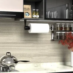 Porte Sopalin Sans Perçage, Porte Rouleau Essuie Tout Mural Auto-Adhésif à Suspendre, Noir Support Sopalin Effet Amortissant, Pour Cuisine Salle De Bains, Fournis Avec Colle Et Vis -Promos Gout Cuisine Boutique 88720707 5