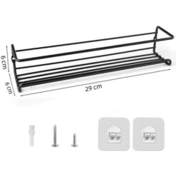 Lot De 2 étagères à épices Murales En Métal Avec Noir Collant -Promos Gout Cuisine Boutique 88731107 3
