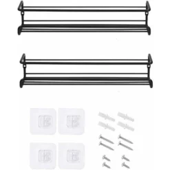 Lot De 2 étagères à épices Murales En Métal Avec Noir Collant -Promos Gout Cuisine Boutique 88731107 4