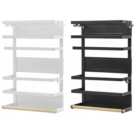 Étagère à Suspendre Pour Réfrigérateur Magnetique Étagère à Épices Organisateur De Réfrigérateur Économie Espace Pour La Cuisine, Noir 2 Étagère à Suspendre Pour Réfrigérateur Magnetique Étagère à Épices Organisateur De Réfrigérateur Économie Espace Pour La Cuisine, Noir – Image 2