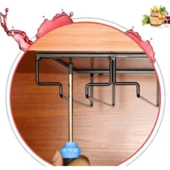 Porte-Verres Suspendu - Support De Verre à Vin Avec 6 Rails Pour 12-18 Verres, 60 X 22,5 X 5,5cm -Promos Gout Cuisine Boutique 88773382 4