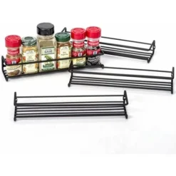 Lot De 4 étagères à épices En Métal à Fixation Murale Avec Adhésif Ou à Visser, Noir -Promos Gout Cuisine Boutique 88919542 5