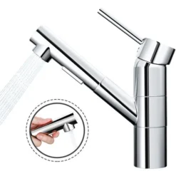 DALMO Robinet De Cuisine Avec Douchette Extractible, Mitigeur Cuisine Avec 2 Modes De Jet, Robinet Ăvier Cuisine Pivotant Ă 360 °, Laiton ChromĂ© - DBKF03KY