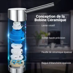 DALMO Robinet De Cuisine Avec Douchette Extractible, Mitigeur Cuisine Avec 2 Modes De Jet, Robinet Évier Cuisine Pivotant à 360 °, Laiton Chromé - DBKF03KY -Promos Gout Cuisine Boutique 89142325 3