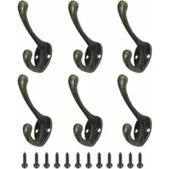 Crochet De Manteau 6 Pi&egraveces Vintage Crochets Pat&egravere M&eacutetal Porte Manteau Crochet R&eacutetro Pour Chapeau V&ecirctements Crochets Muraux Avec Vis BronzTaille Unique