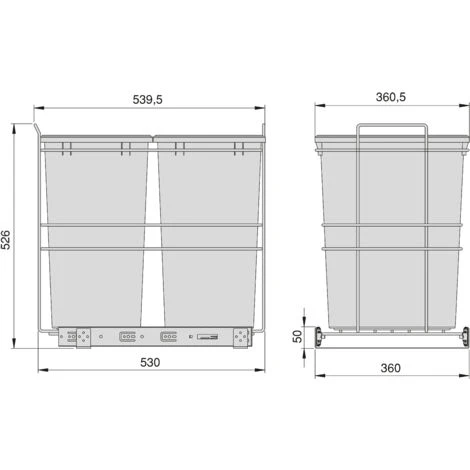 Emuca Poubelle De Recyclage Recycle Pour Cuisine, 2 X 35 L, Fixation Par Le Bas Et Extraction Manuelle, 1 U 4 Emuca Poubelle De Recyclage Recycle Pour Cuisine, 2 X 35 L, Fixation Par Le Bas Et Extraction Manuelle, 1 U – Image 4