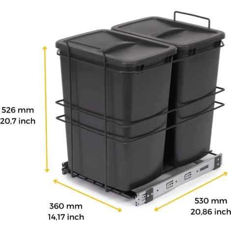 Emuca Poubelle De Recyclage Recycle Pour Cuisine, 2 X 35 L, Fixation Par Le Bas Et Extraction Manuelle, 1 U 5 Emuca Poubelle De Recyclage Recycle Pour Cuisine, 2 X 35 L, Fixation Par Le Bas Et Extraction Manuelle, 1 U – Image 5