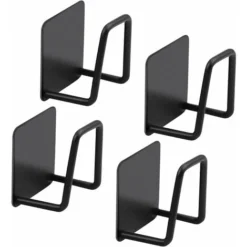 4pcs Porte-éponge Autocollant, Porte Eponge Cuisine En Acier Inoxydable, Crochet De Suspension Mural Autocollant Pour Salle De Bain, Cuisine (Noir)