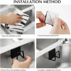 4pcs Porte-éponge Autocollant, Porte Eponge Cuisine En Acier Inoxydable, Crochet De Suspension Mural Autocollant Pour Salle De Bain, Cuisine (Noir) 7 4pcs Porte-éponge Autocollant, Porte Eponge Cuisine En Acier Inoxydable, Crochet De Suspension Mural Autocollant Pour Salle De Bain, Cuisine (Noir) -Promos Gout Cuisine Boutique 89376306 3