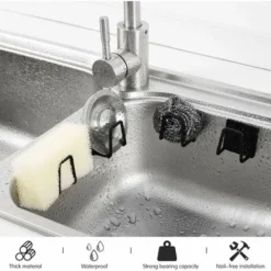 4pcs Porte-éponge Autocollant, Porte Eponge Cuisine En Acier Inoxydable, Crochet De Suspension Mural Autocollant Pour Salle De Bain, Cuisine (Noir) 8 4pcs Porte-éponge Autocollant, Porte Eponge Cuisine En Acier Inoxydable, Crochet De Suspension Mural Autocollant Pour Salle De Bain, Cuisine (Noir) -Promos Gout Cuisine Boutique 89376306 4