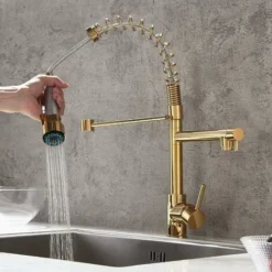 Robinet Cuisine Extractible Avec 2 Jets Mitigeur Cuisine Pivotant à 360° Avec 2 Modes De Pulvérisation Froid & Chaud Disponible Doré -Promos Gout Cuisine Boutique 89380265 5