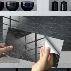 Lot De 16 Autocollants Pour Carrelage Mural - En PVC - Étanche - Pour Cuisine, Armoire, Meubles, Table,Superam,Gris - 30 X 15 Cm