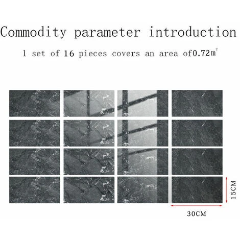 Lot De 16 Autocollants Pour Carrelage Mural - En PVC - Étanche - Pour Cuisine, Armoire, Meubles, Table,Superam,Gris - 30 X 15 Cm 2 Lot De 16 Autocollants Pour Carrelage Mural - En PVC - Étanche - Pour Cuisine, Armoire, Meubles, Table,Superam,Gris - 30 X 15 Cm – Image 2