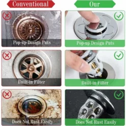 Bouchon De Lavabo Universel 2 Pièces,Bonde Lavabo Pop Up Flitre De Vidange Anti-Bloqué Pour Bain Cuisine Lavabo Evier,Applicable Au Diamètre 34-40 Mm(Argenté) 9 Bouchon De Lavabo Universel 2 Pièces,Bonde Lavabo Pop Up Flitre De Vidange Anti-Bloqué Pour Bain Cuisine Lavabo Evier,Applicable Au Diamètre 34-40 Mm(Argenté) -Promos Gout Cuisine Boutique 89767667 5