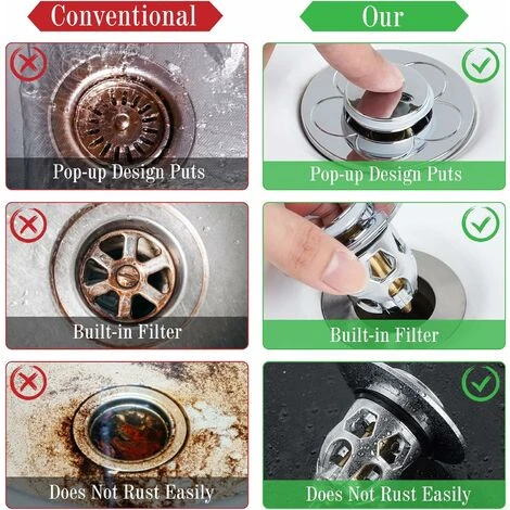 Bouchon De Lavabo Universel 2 Pièces,Bonde Lavabo Pop Up Flitre De Vidange Anti-Bloqué Pour Bain Cuisine Lavabo Evier,Applicable Au Diamètre 34-40 Mm(Argenté) 5 Bouchon De Lavabo Universel 2 Pièces,Bonde Lavabo Pop Up Flitre De Vidange Anti-Bloqué Pour Bain Cuisine Lavabo Evier,Applicable Au Diamètre 34-40 Mm(Argenté) – Image 5