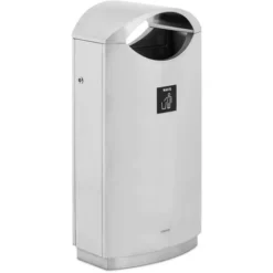 Poubelle Extérieure - Couvercle Et Porte Latérale - Inox/ Galvanisé - Grise