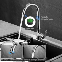 STANEW Robinet Cuisine Rotatif à 360°, Robinet Mitigeur Aérateur Démontable, Chaude Et Froide Réglable, Cuivre Comme Corps Principal, Chrome -Promos Gout Cuisine Boutique 90280780 3